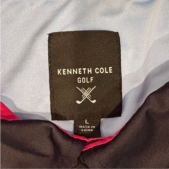 Kenneth Cole Polo Shirt Blue and Black with Golf themed Pattern Size L - Picture 7 of 9